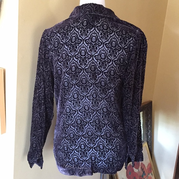 SIGRID OLSEN size Small Silk Velvet Burn-Out Paisley Sexy Elegant WitchyCore - Picture 4 of 8